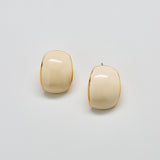 Vintage Cream Enamel Domed Stud Earrings