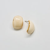 Vintage Cream Enamel Domed Stud Earrings