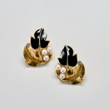 Vintage Trifari Leaf and Pearl Earrings - Admiral Row