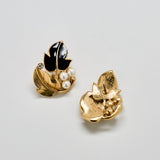 Vintage Trifari Leaf and Pearl Earrings - Admiral Row