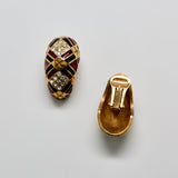 Vintage Harlequin Enamel & Crystal Clip-On Earrings - Admiral Row
