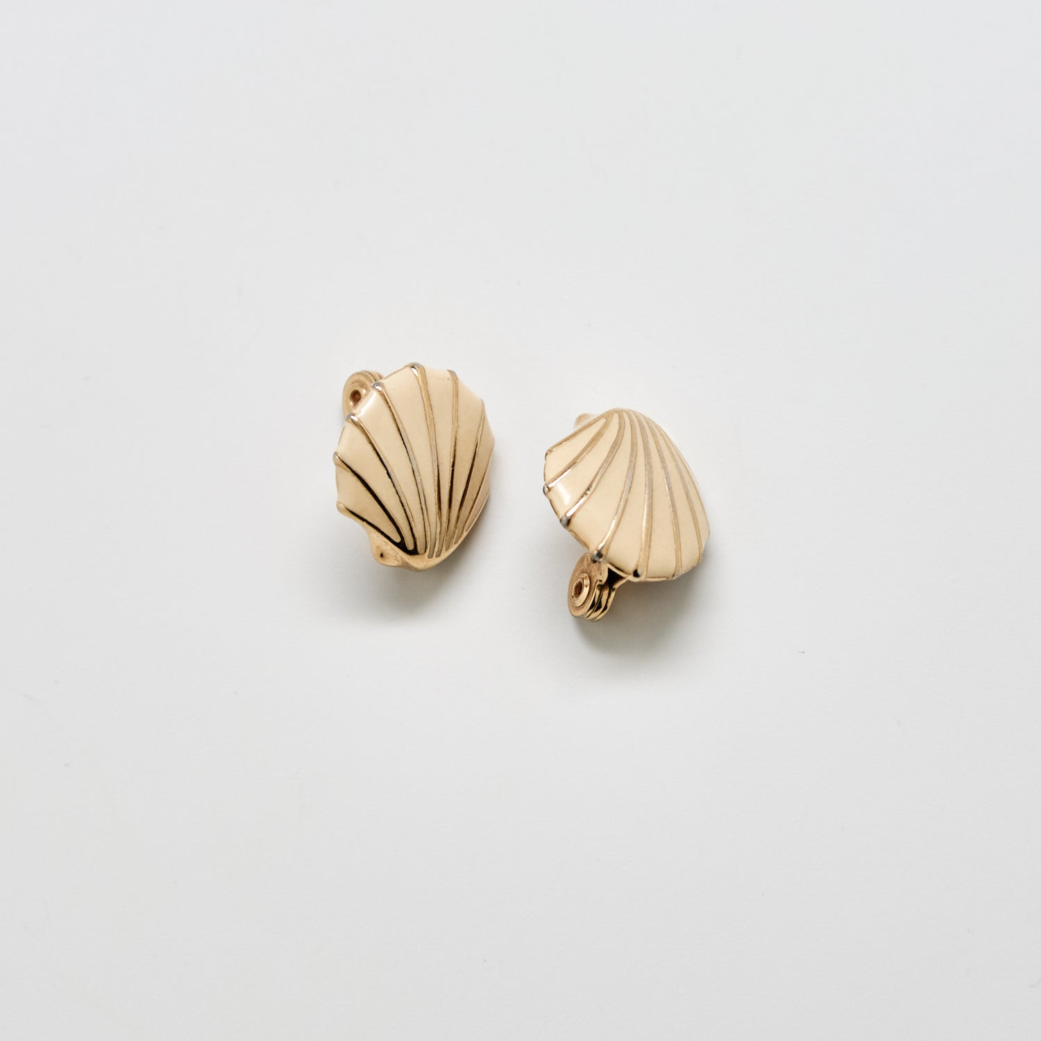 Vintage Monet Gold Shell Clip-On Earrings - Admiral Row