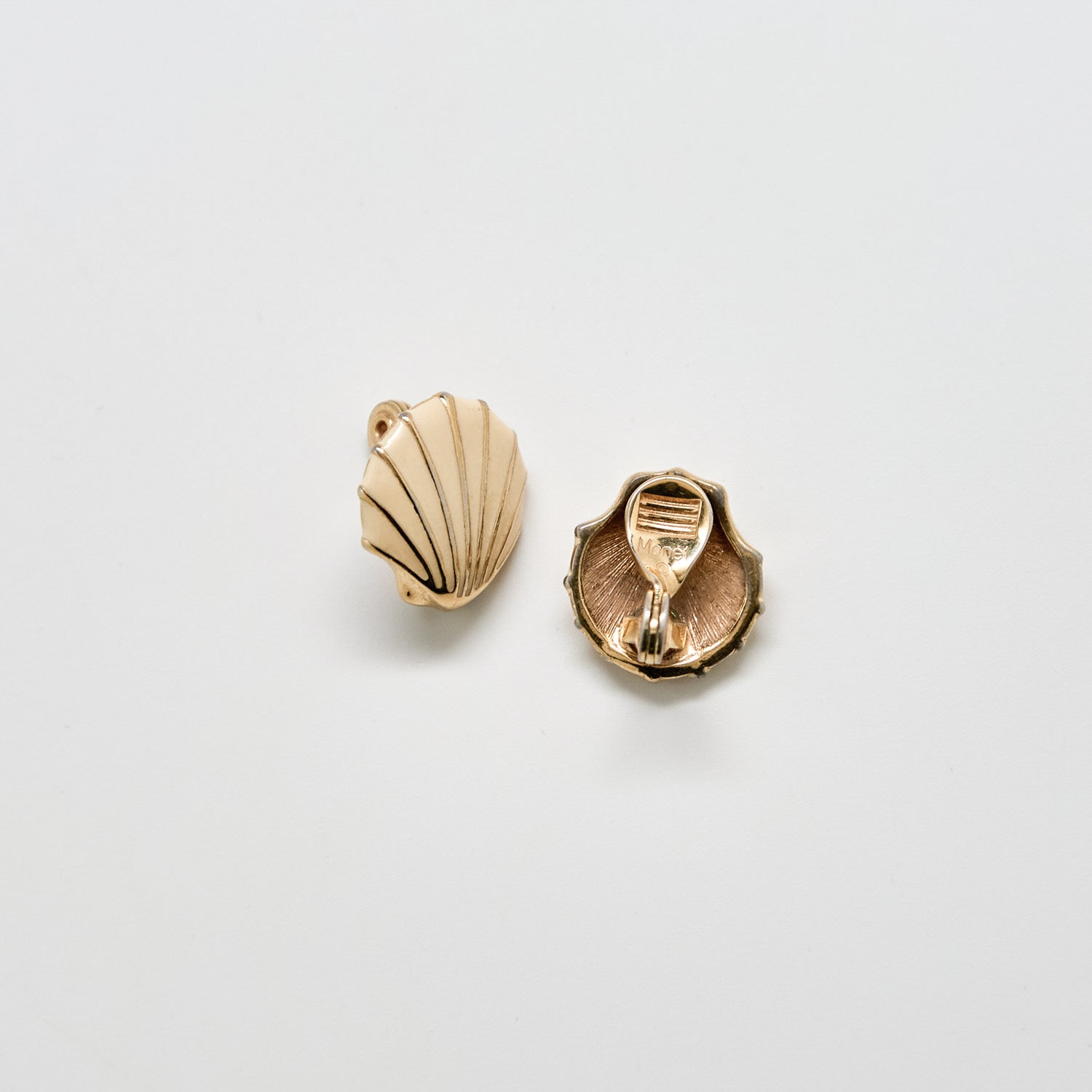 Vintage Monet Gold Shell Clip-On Earrings - Admiral Row