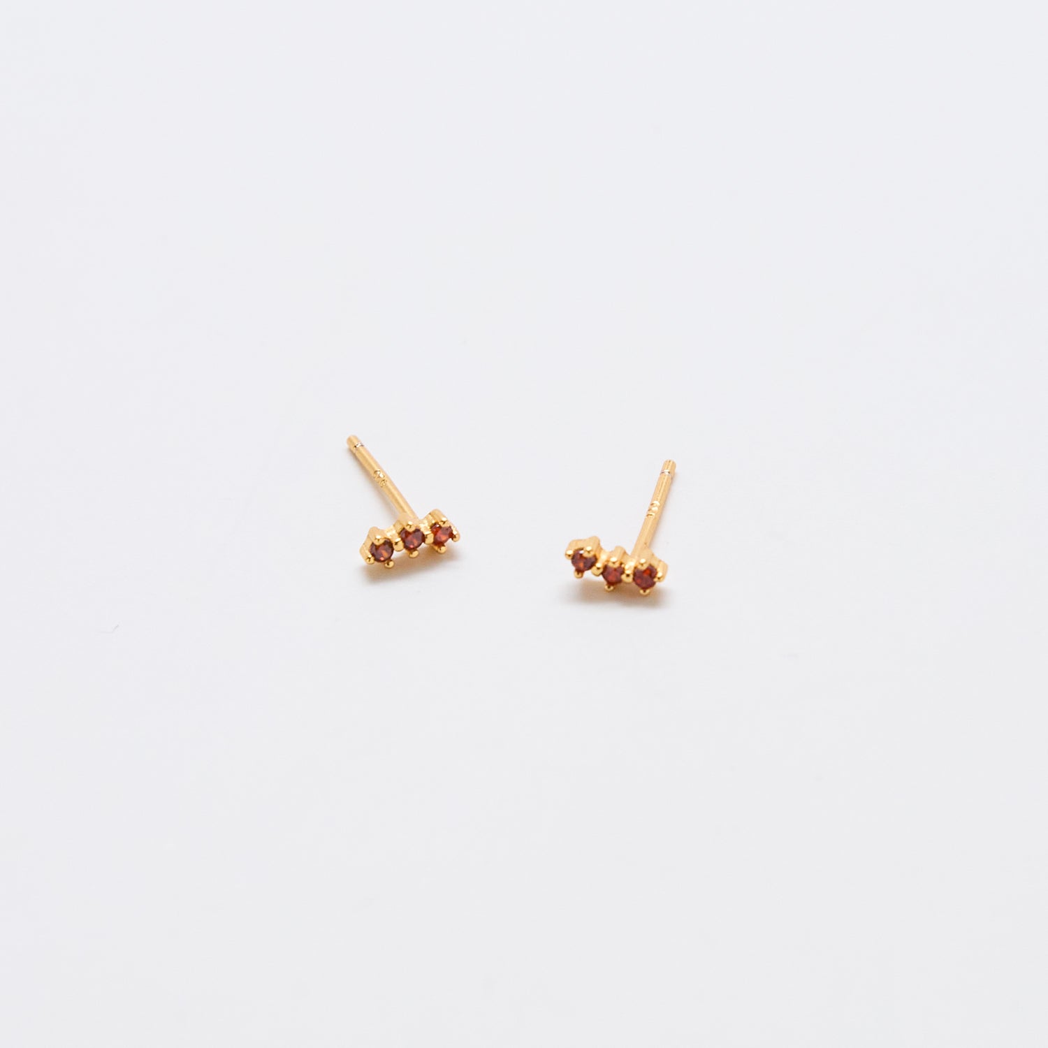 Red Garnet Gold Bar Earrings - Admiral Row