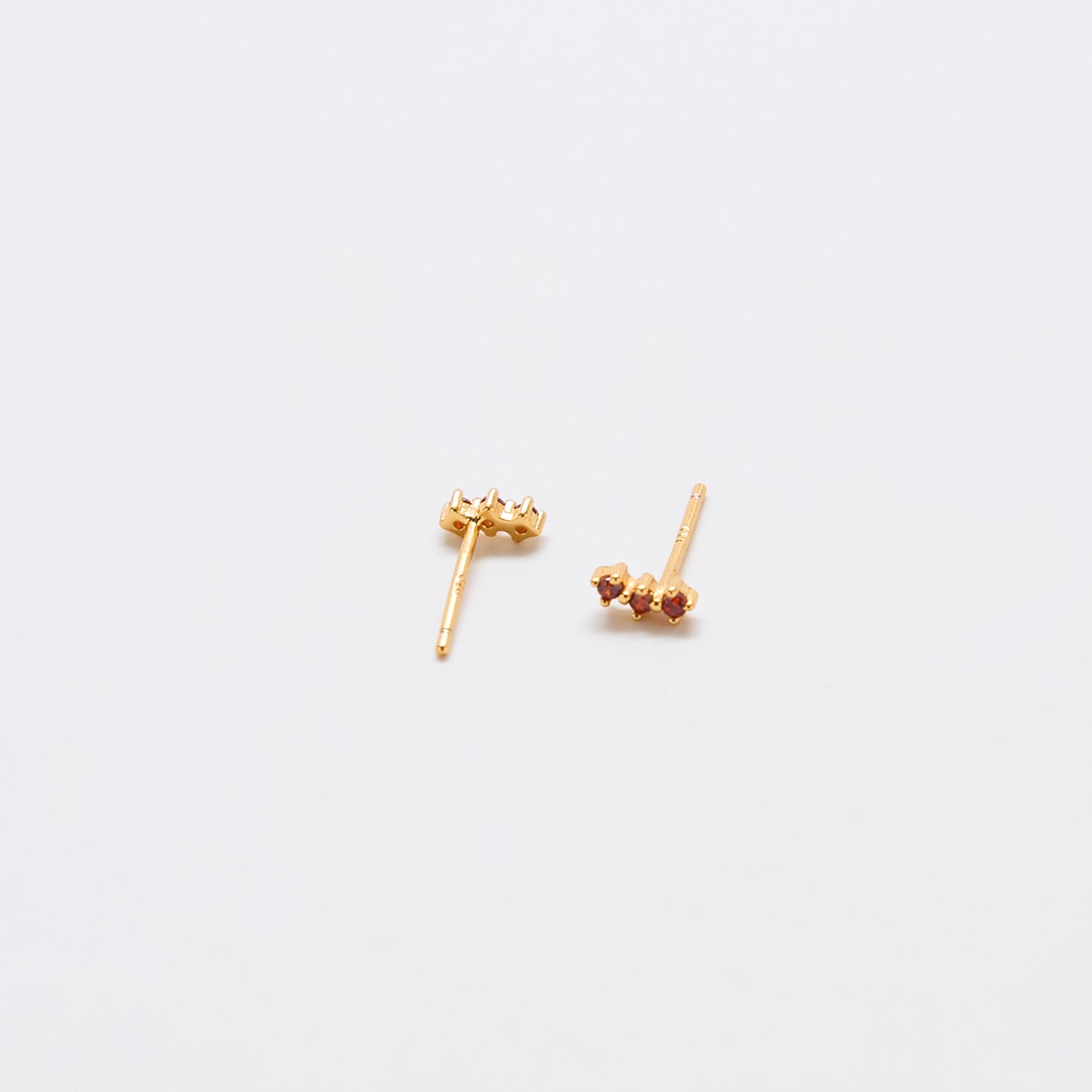 Red Garnet Gold Bar Earrings - Admiral Row