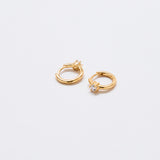 White CZ Mini Huggie Hoop Earrings - Admiral Row