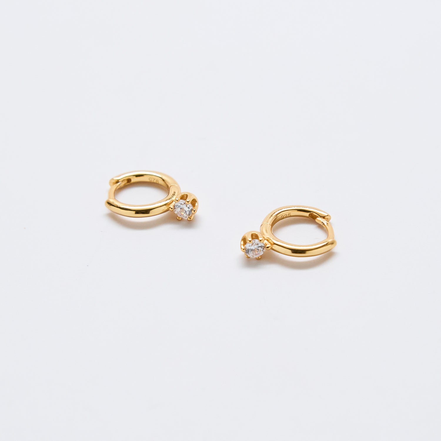 White Pave Round Huggie Earrings - Admiral Row