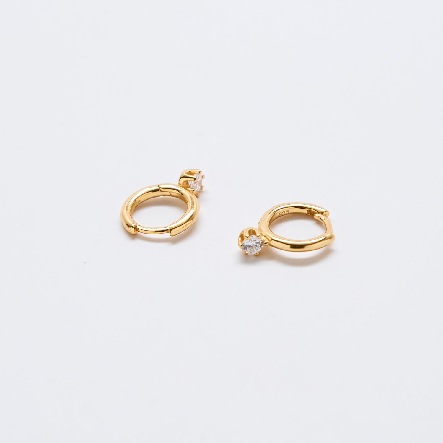 White Pave Round Huggie Earrings - Admiral Row
