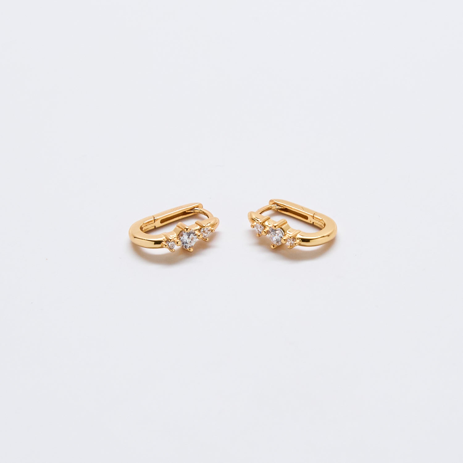 White CZ Square Huggie Earrings - Admiral Row