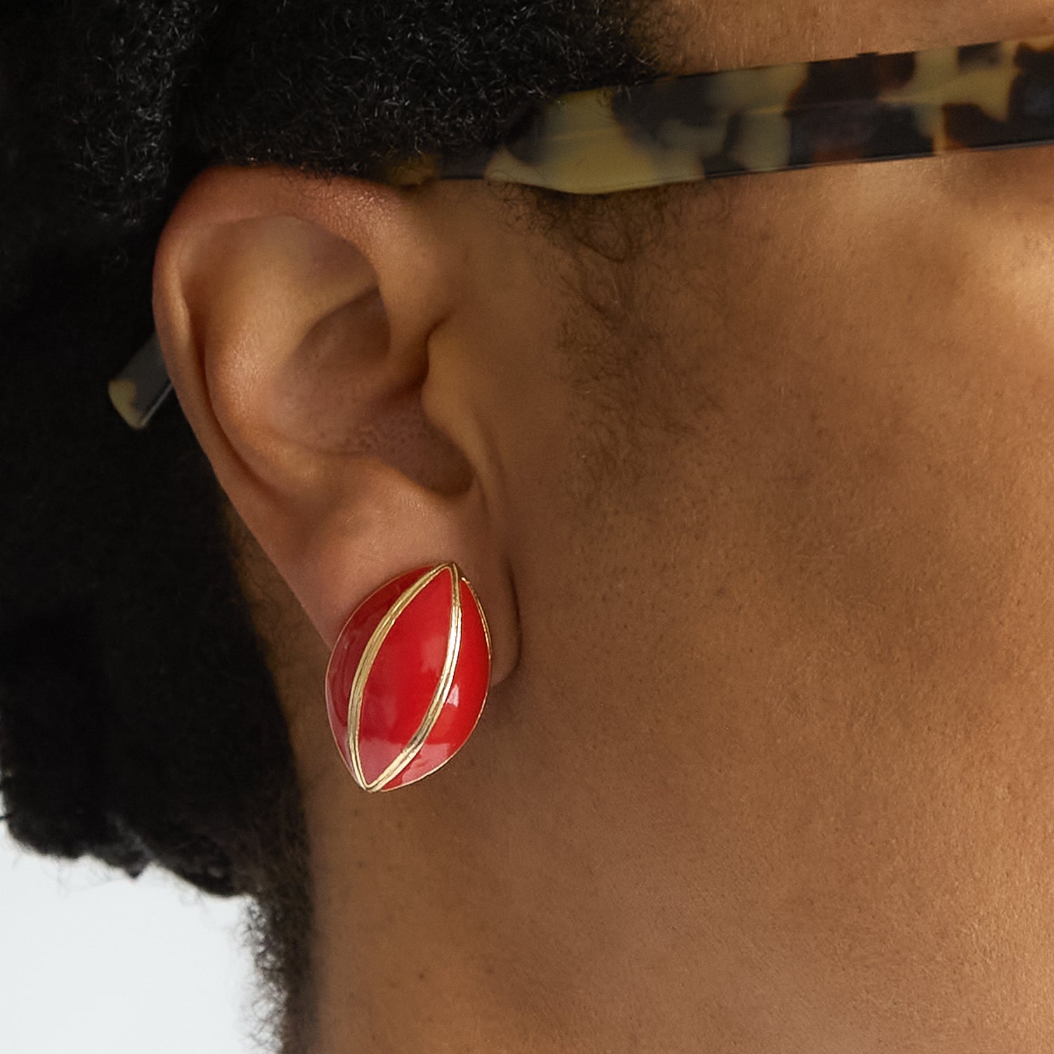 Vintage Red and Gold Teardrop Earrings