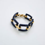Vintage Monet Chunky Blue and Gold Bracelet - Admiral Row