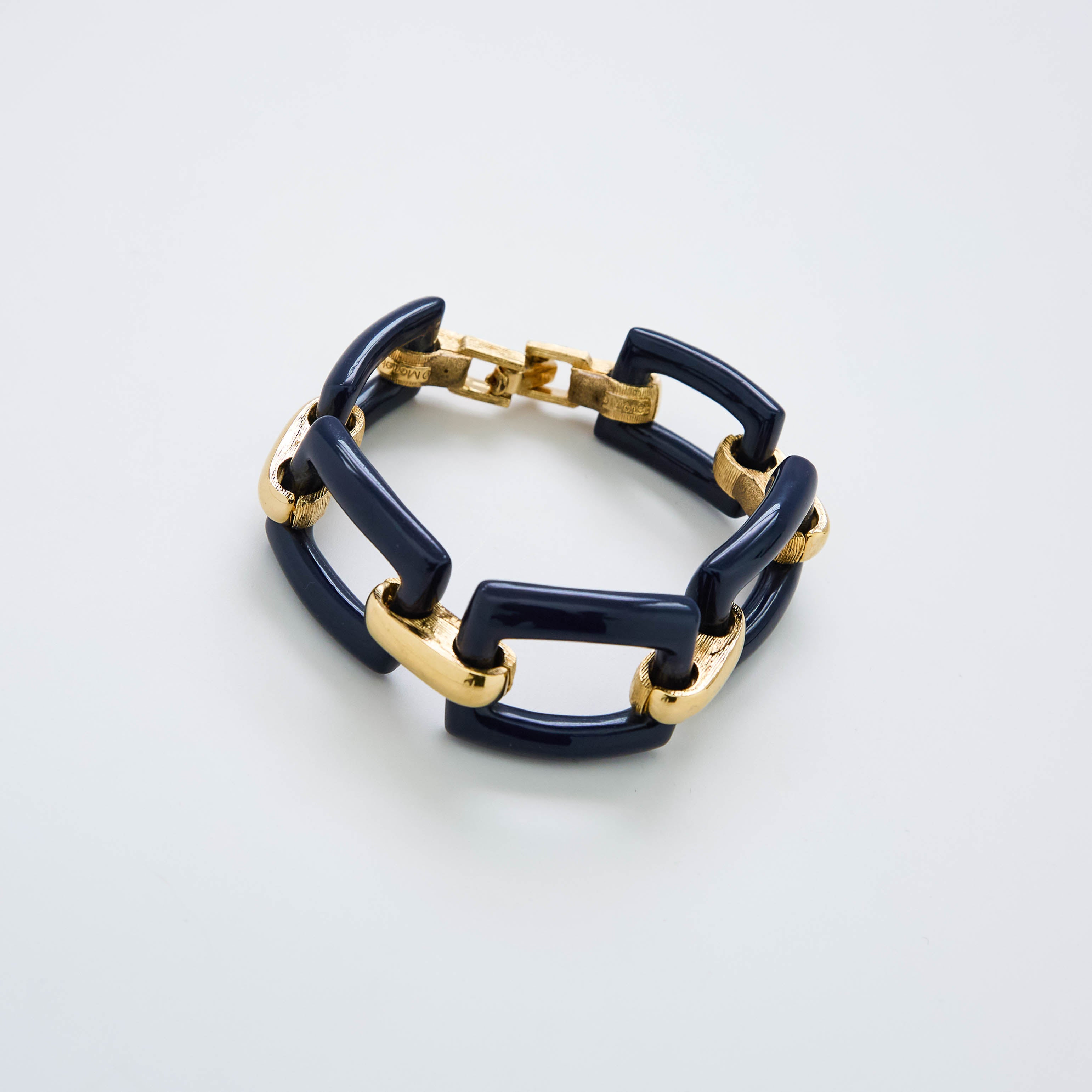 Vintage Monet Chunky Blue and Gold Bracelet - Admiral Row