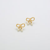 Vintage Richelieu Gold & Pearl Bow Earrings
