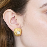 Vintage CZ Etched Rope Stud Earrings