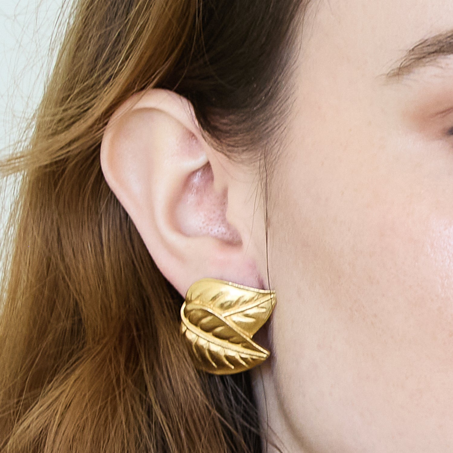 Vintage Trifari Gold Leaf Earrings