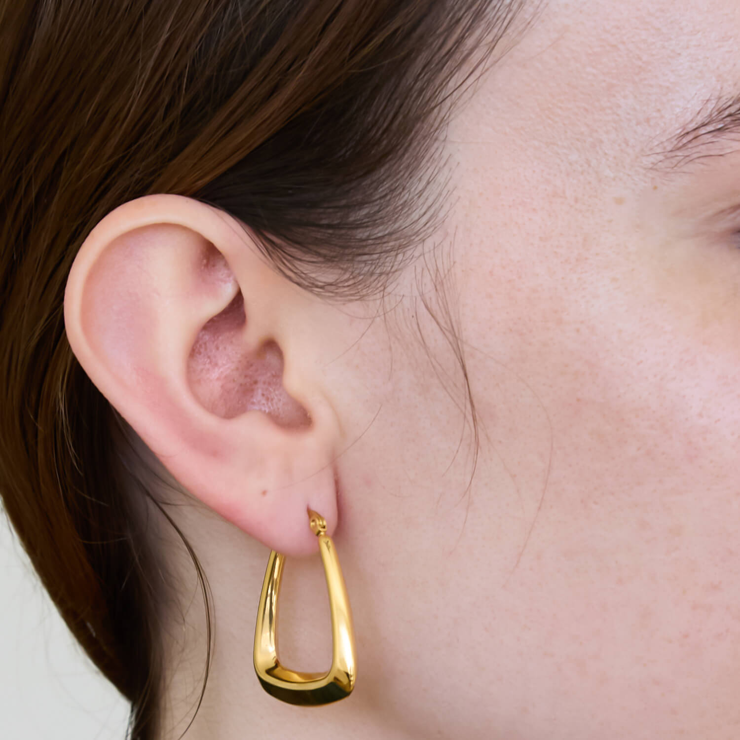 Medium Gold Triangle Hoop Earrings