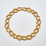 Full view of vintage Napier gold textured link necklace featuring alternating polished and mesh-style links