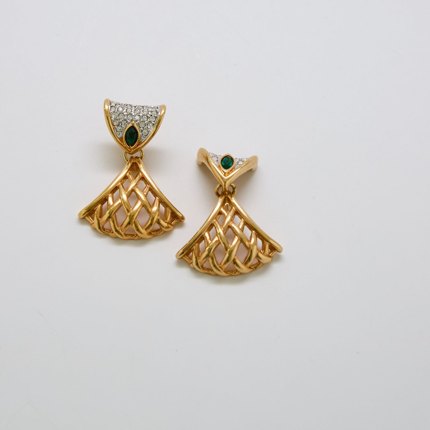 Vintage Swarovski Geometric Pave Fan Earrings - Admiral Row