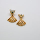 Vintage Swarovski Geometric Pave Fan Earrings - Admiral Row