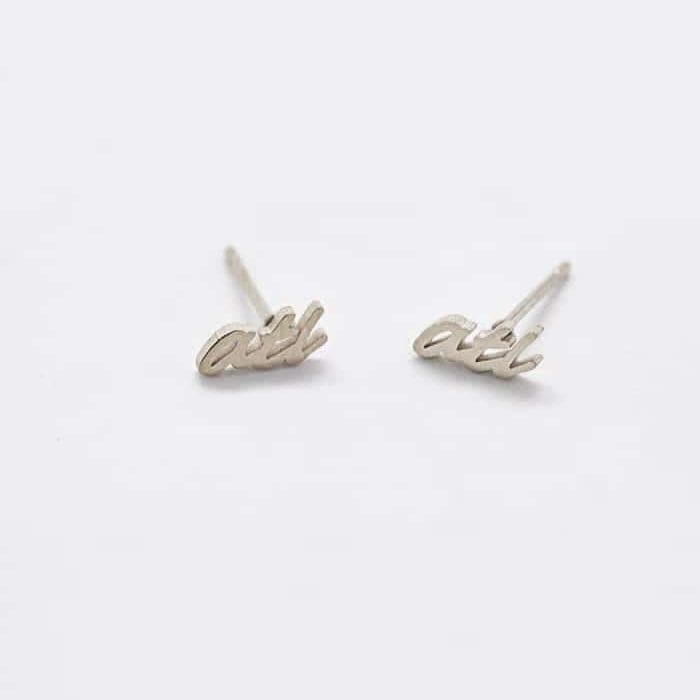 “ATL” Silver Dainty Stud Earrings - Admiral Row