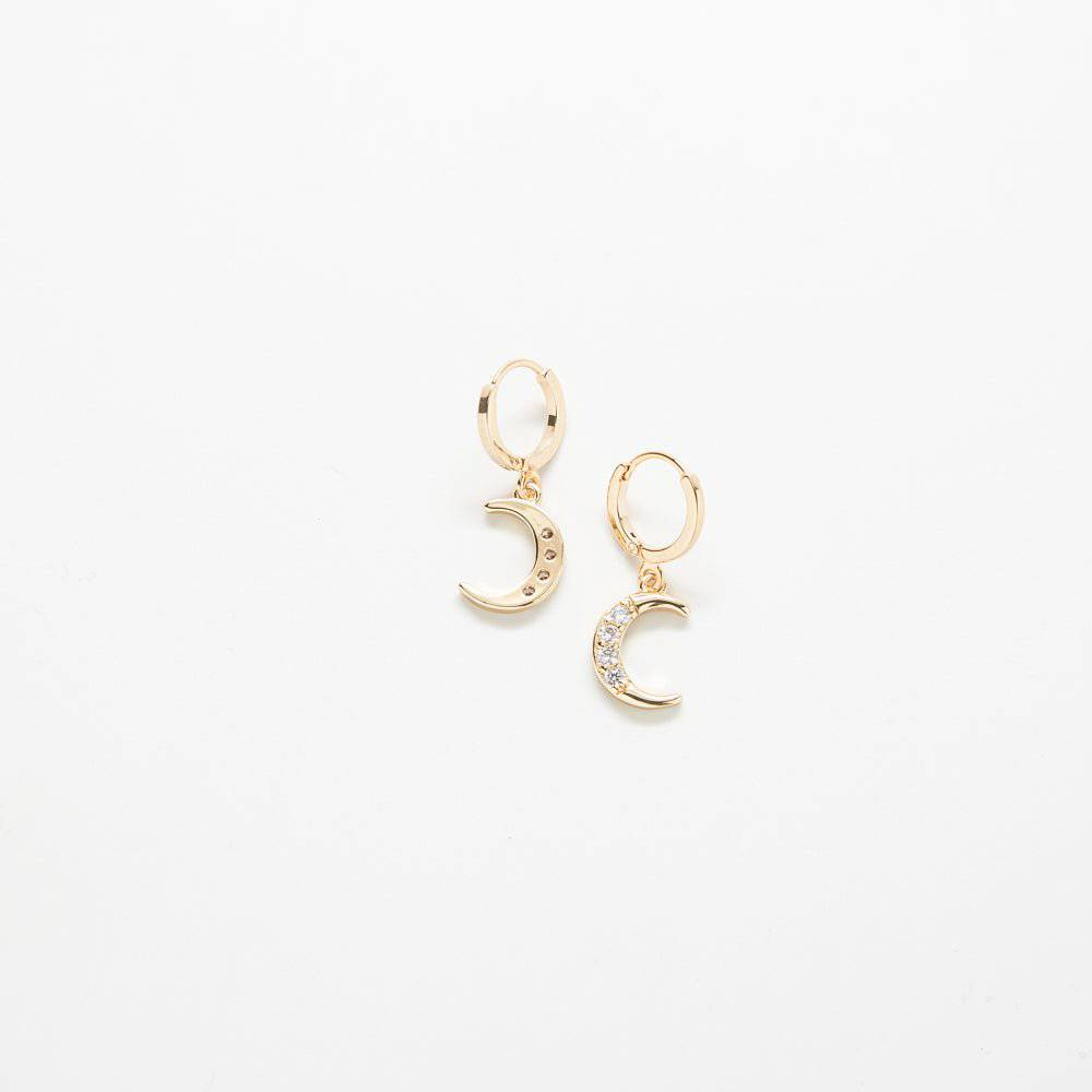 CZ Crescent Moon Huggie Earrings - Admiral Row