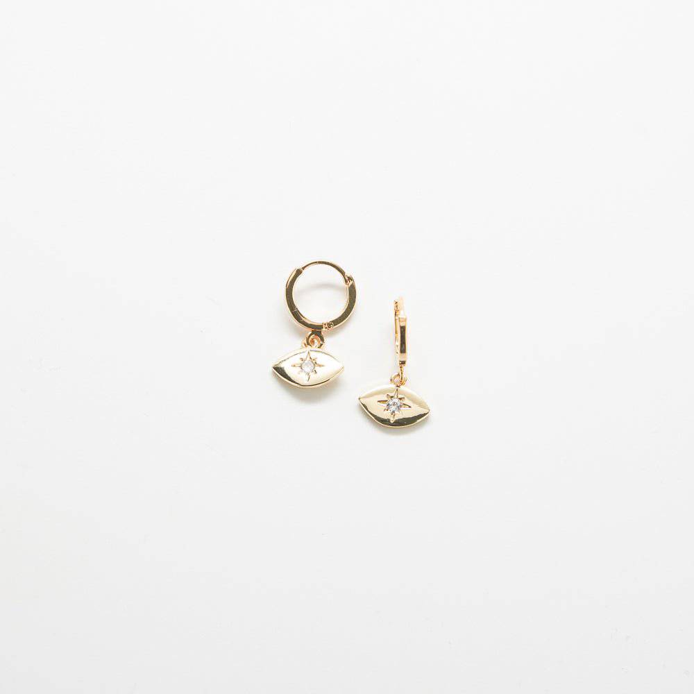 CZ Gold Eye Huggie Earrings - Admiral Row
