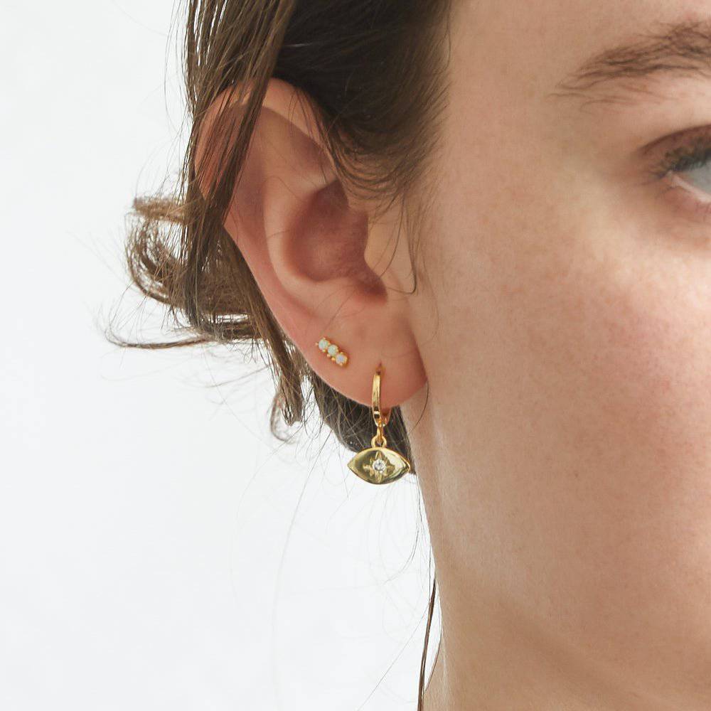 CZ Gold Eye Huggie Earrings - Admiral Row