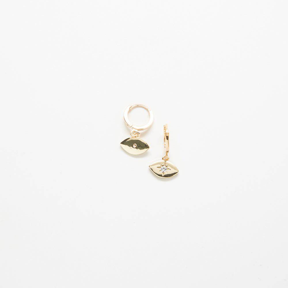 CZ Gold Eye Huggie Earrings - Admiral Row