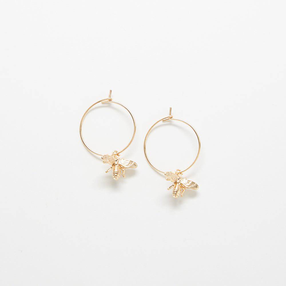 Gold Bee Hoop Drop Earrings - Admiral Row