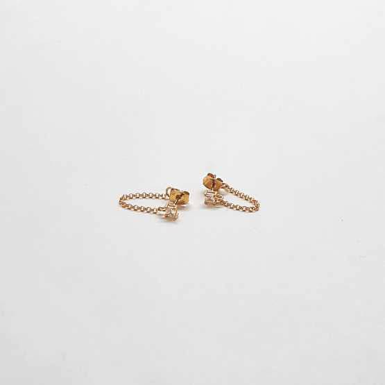 Gold CZ Chain Huggie Earrings - Admiral Row
