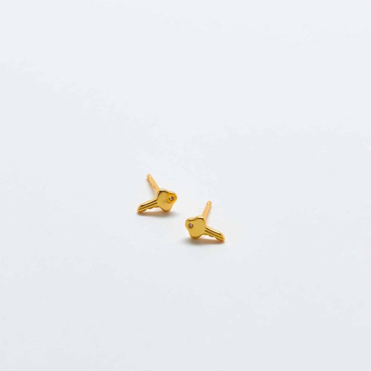 Gold Pavé Key Stud Earrings - Admiral Row