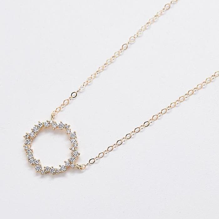 Gold Pave Stone Circle Necklace - Admiral Row