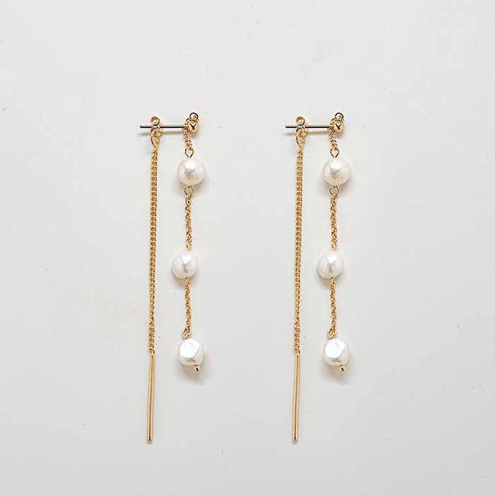 Gold Pearl Chain Drop Earrings - Admiral Row