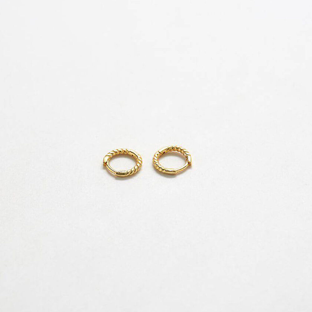 Mini 8mm Gold Rope Twist Huggies Earrings