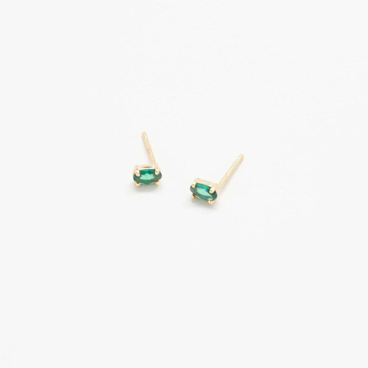 Green CZ Oval Stud Earrings - Admiral Row