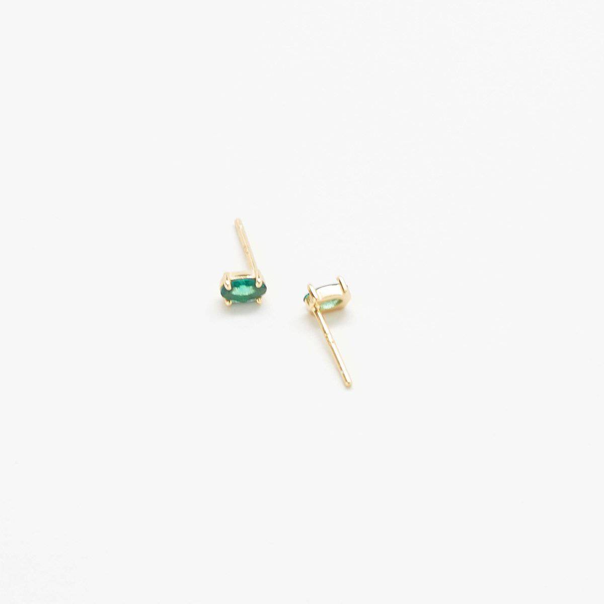 Green CZ Oval Stud Earrings - Admiral Row