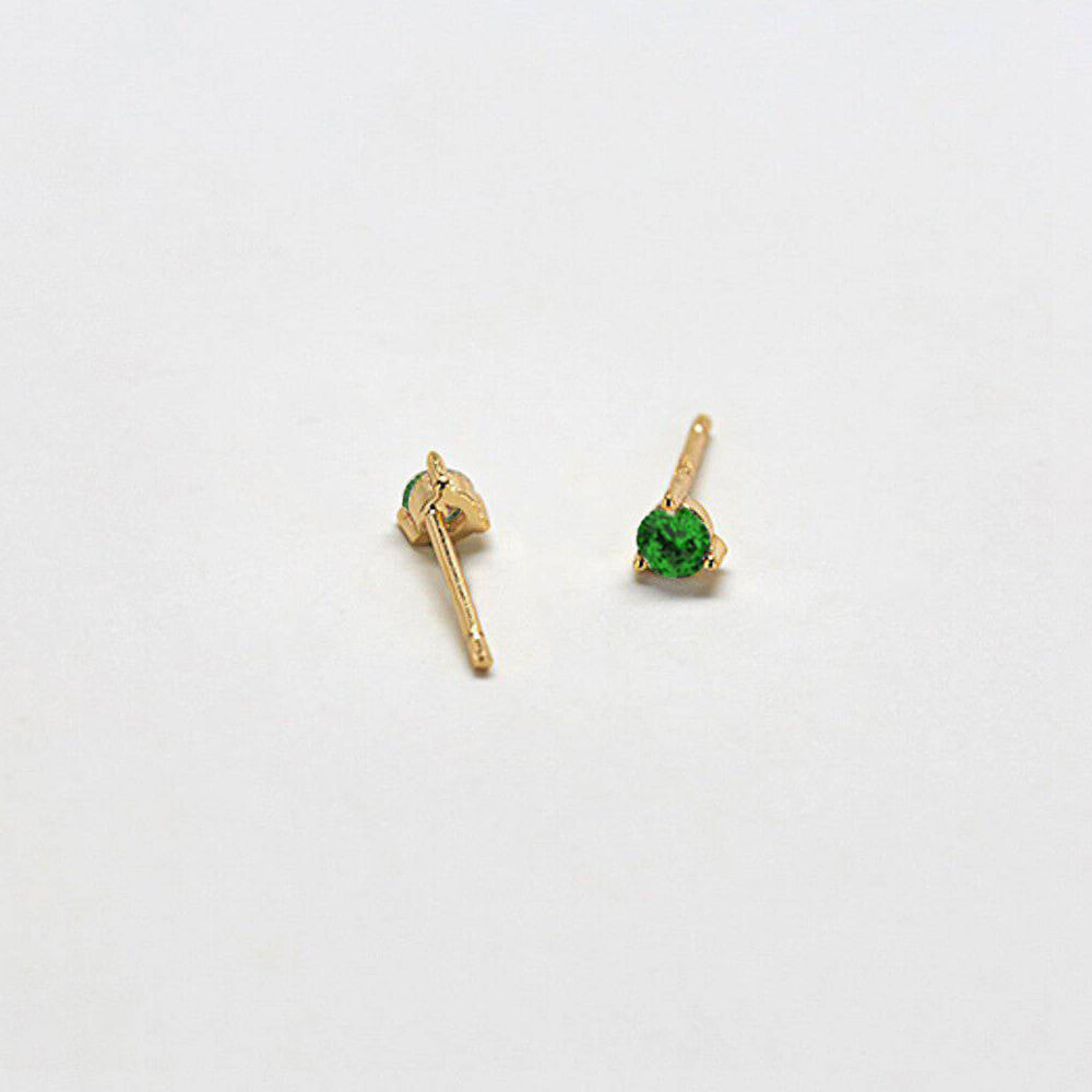 Green CZ Round Stud Earrings - Admiral Row