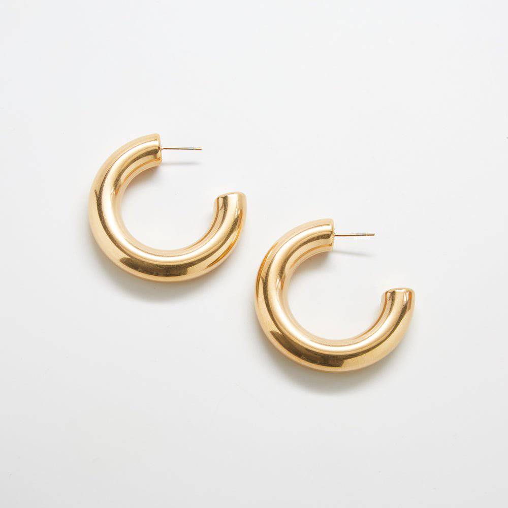 Gold Medium Chunky Hoop Earrings - Imperfect - Admiral Row