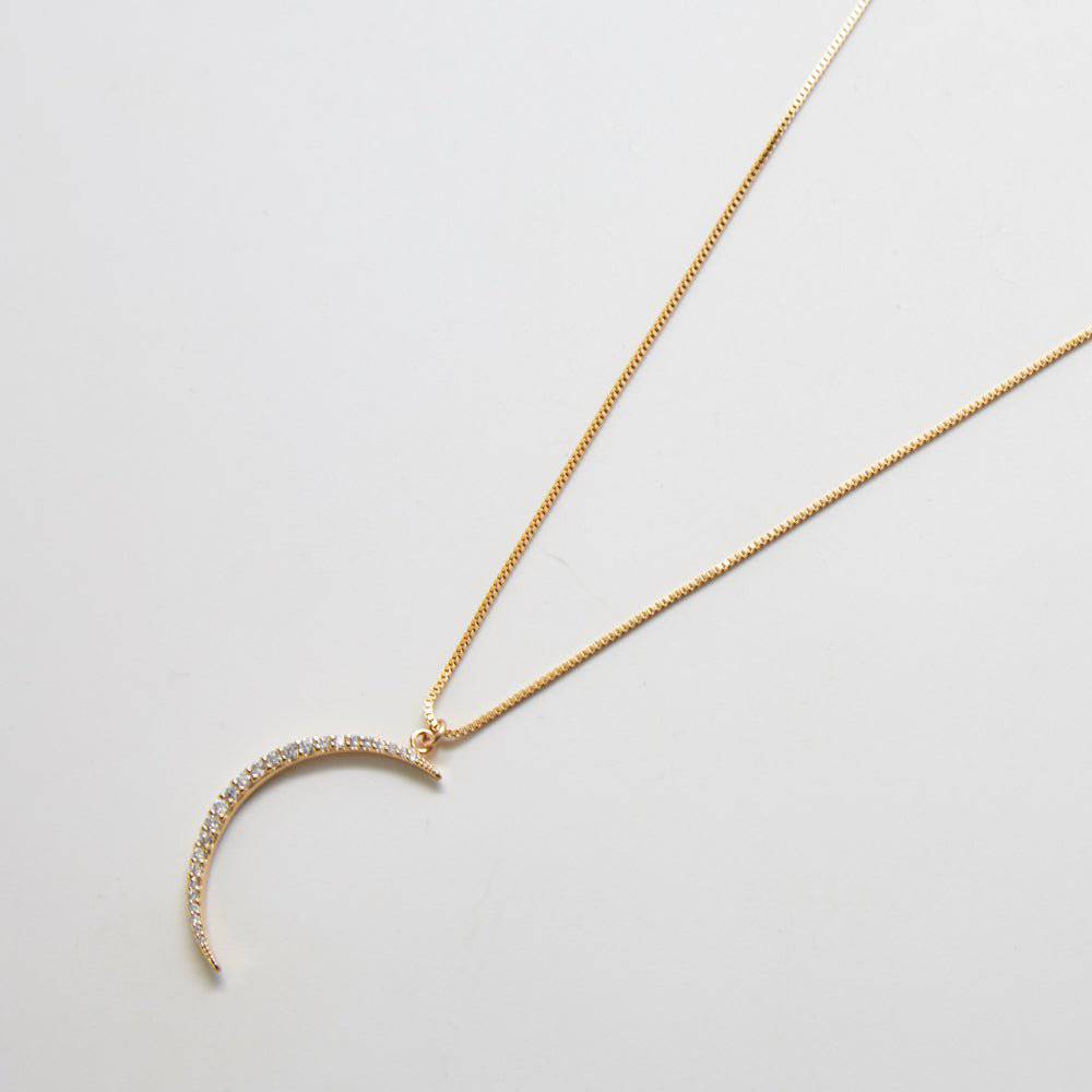 Large Pavé Crescent Moon Necklace Admiral Row - Main Image