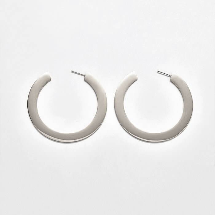 Medium Silver Flat Hoop Earrings - Admiral Row