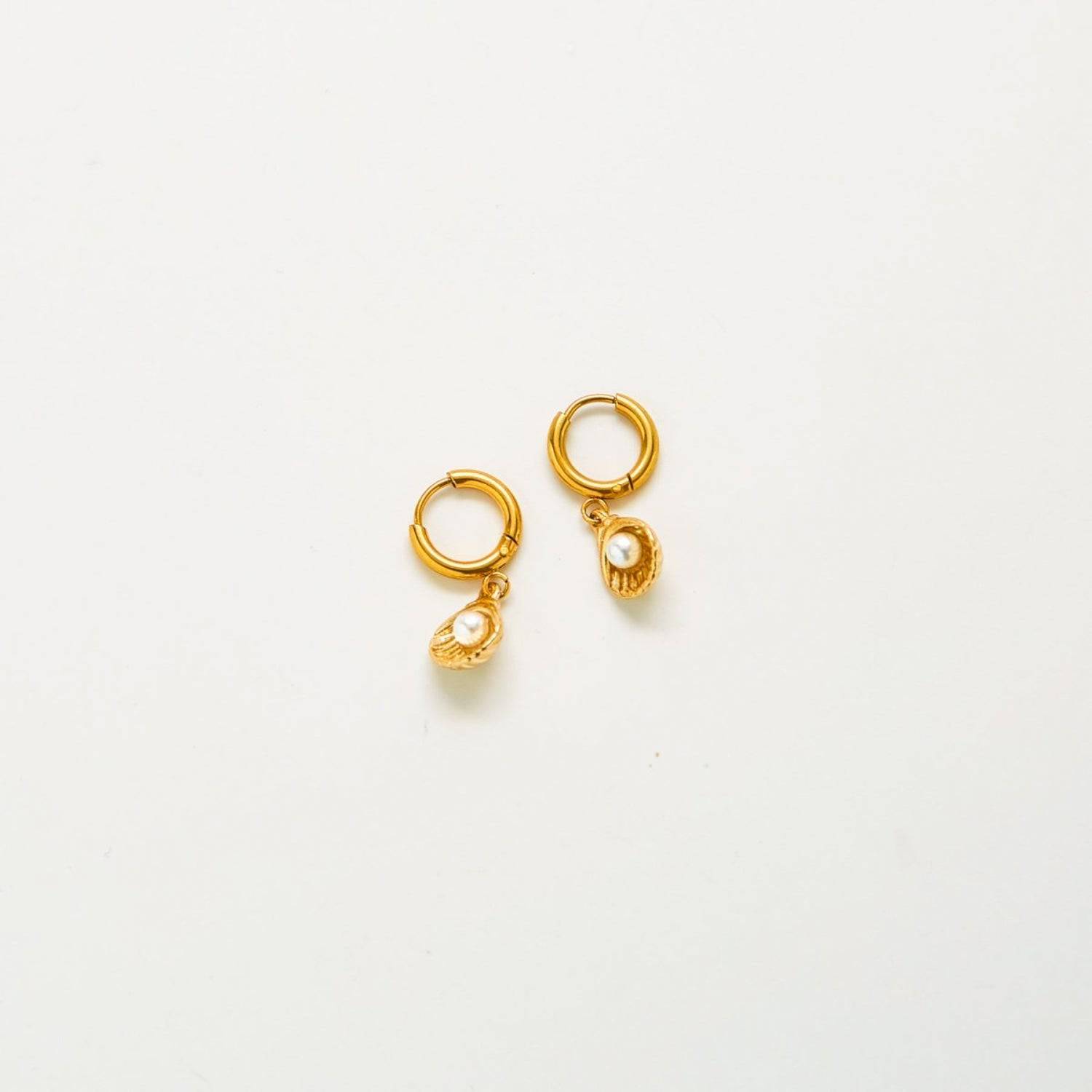 Pearl Shell Huggie Earrings - Admiral Row