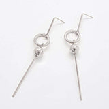 Silver Geometric Circle Drop Earrings
