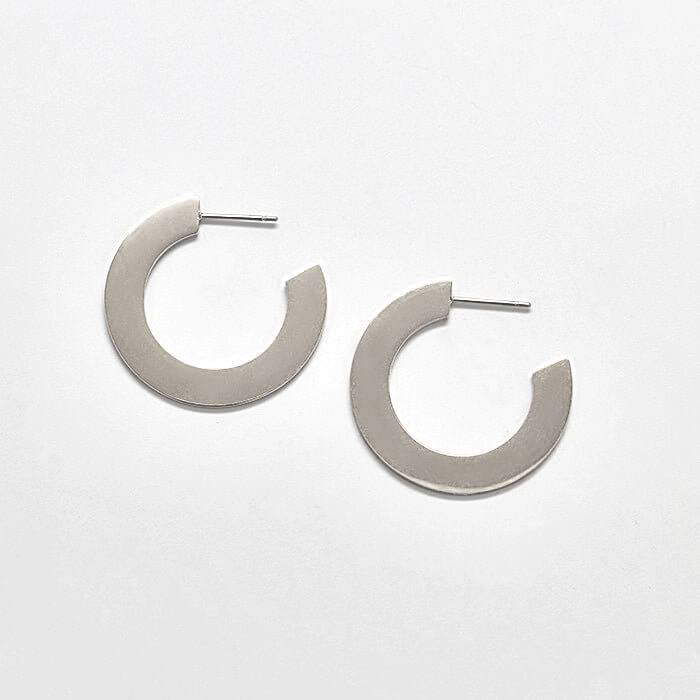 Small Silver Flat Hoop Earrings - Admiral Row