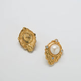 Vintage Avon Gold, CZ and Pearl Earrings - Admiral Row