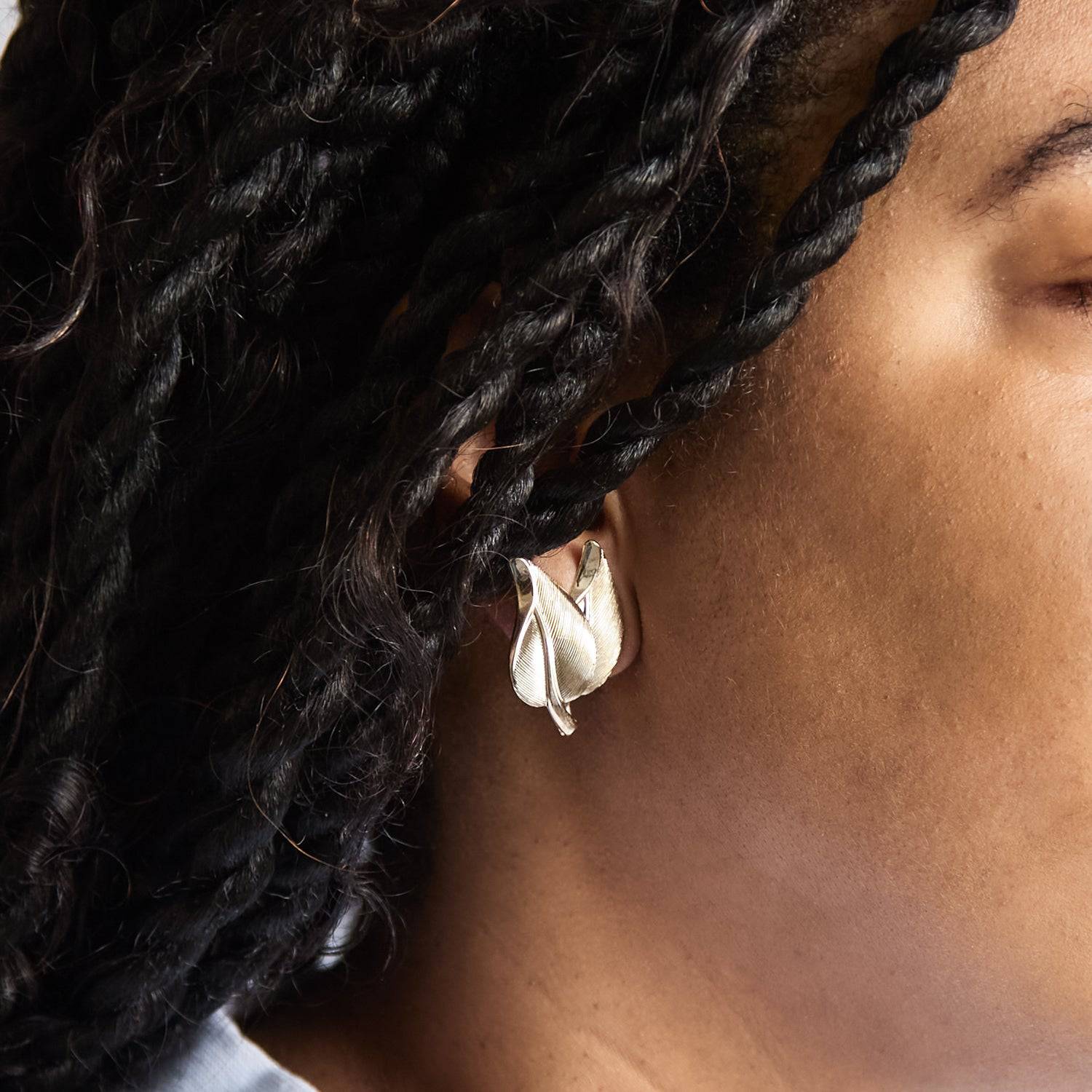 Vintage Bergère Gold Leaf Earrings - Admiral Row