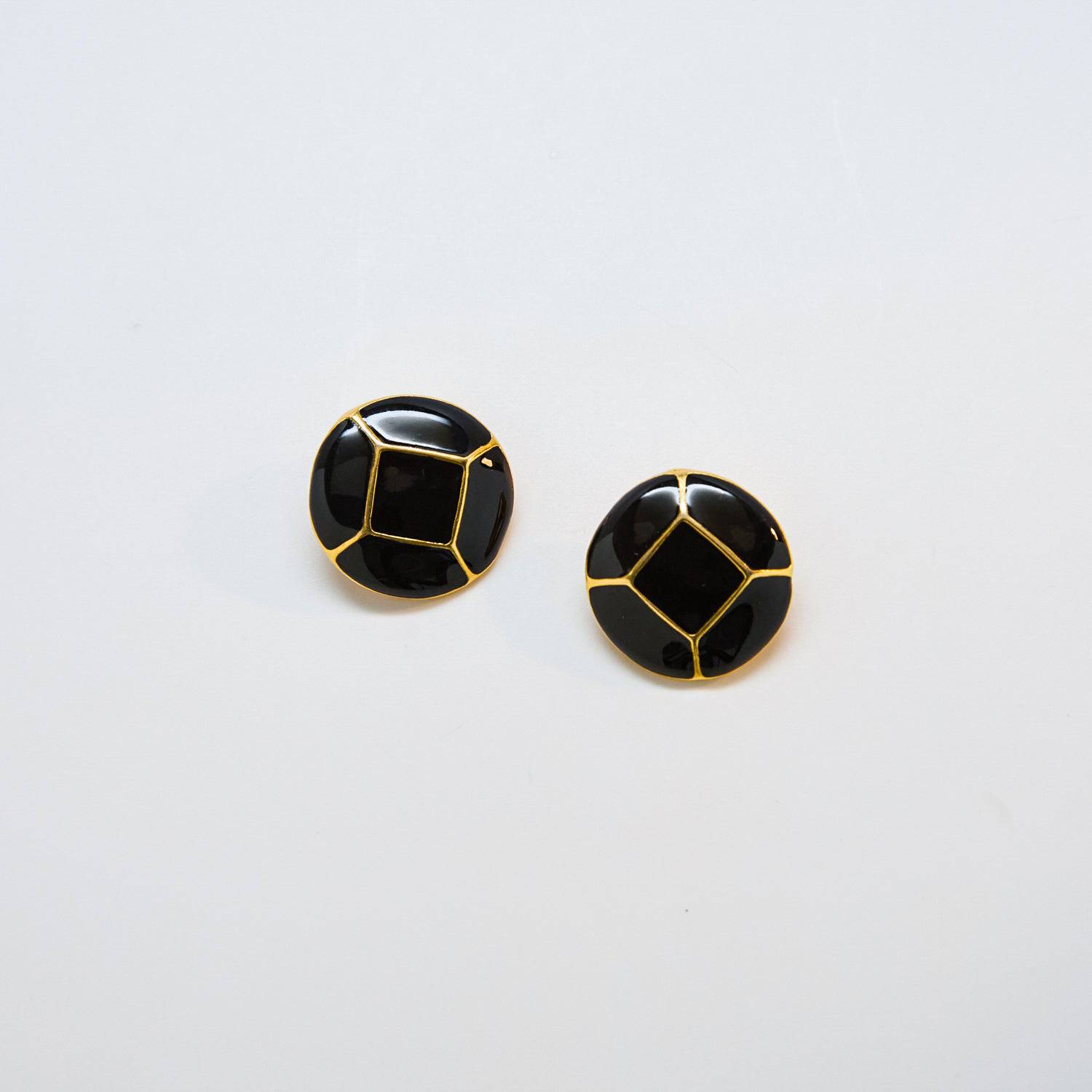 Vintage Black Diamond Enamel Earrings - Admiral Row