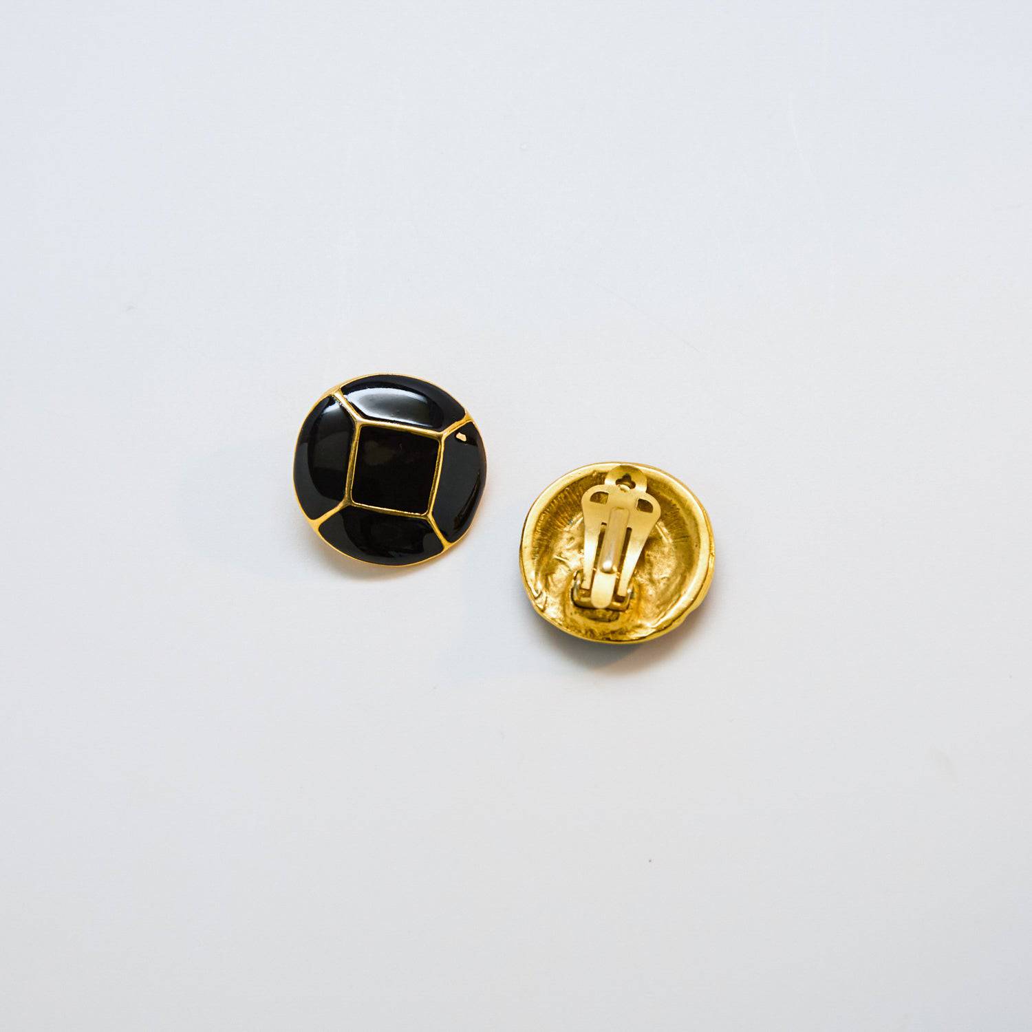 Vintage Black Diamond Enamel Earrings - Admiral Row