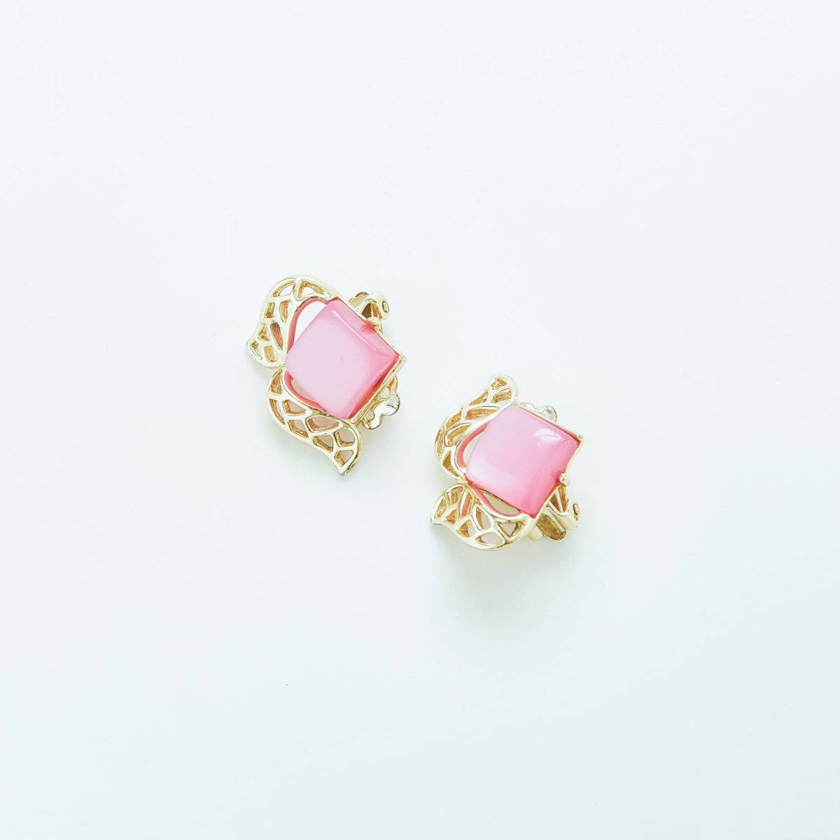 Vintage Coro Light Pink and Gold Earrings - Admiral Row