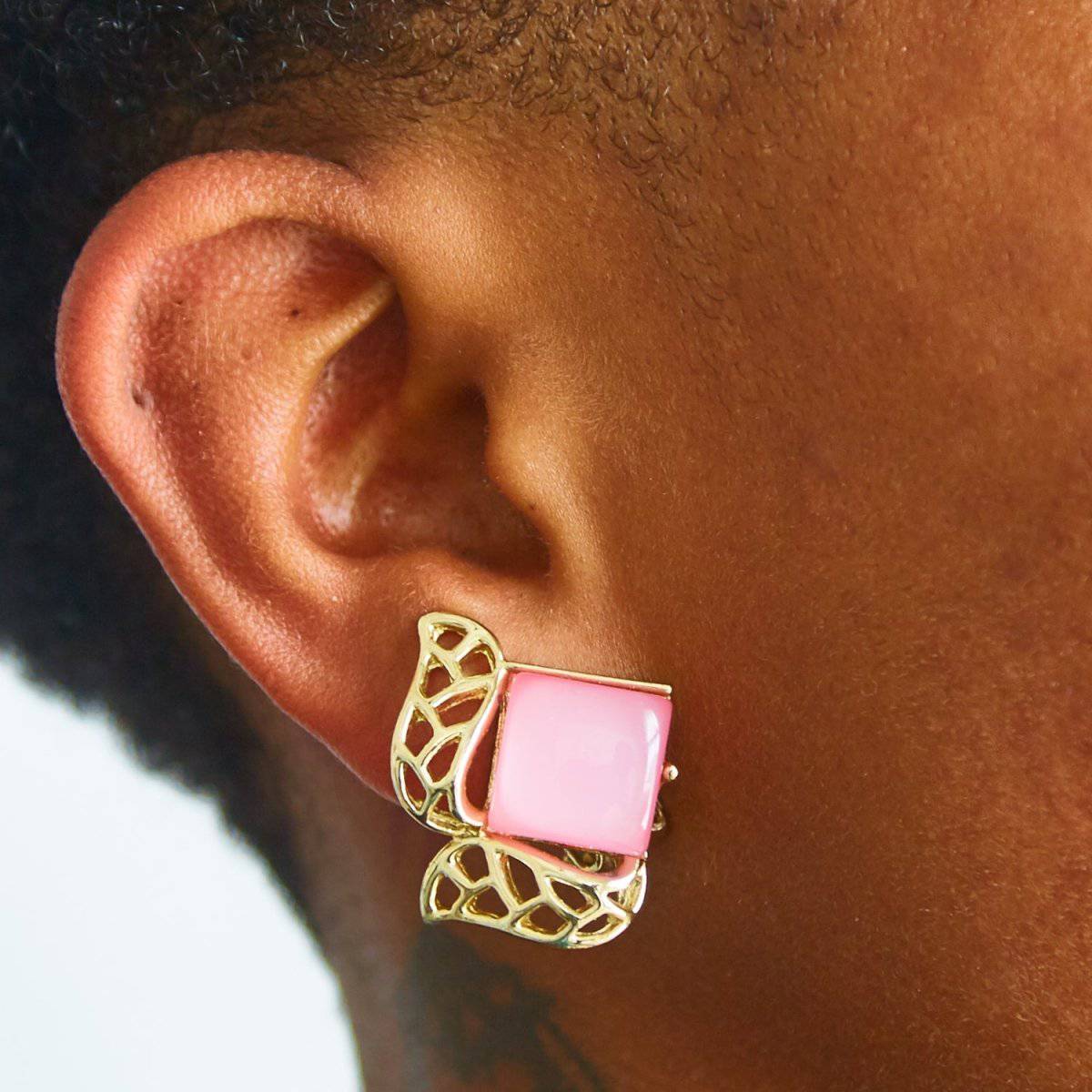 Vintage Coro Light Pink and Gold Earrings - Admiral Row