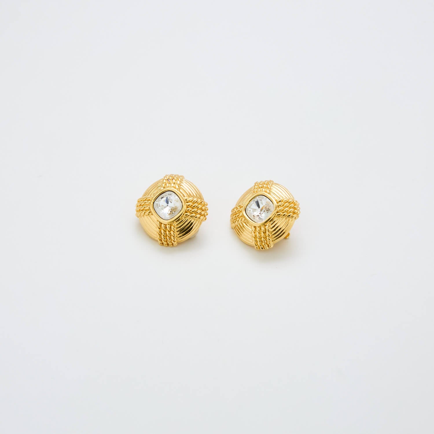Vintage CZ Etched Rope Stud Earrings - Admiral Row
